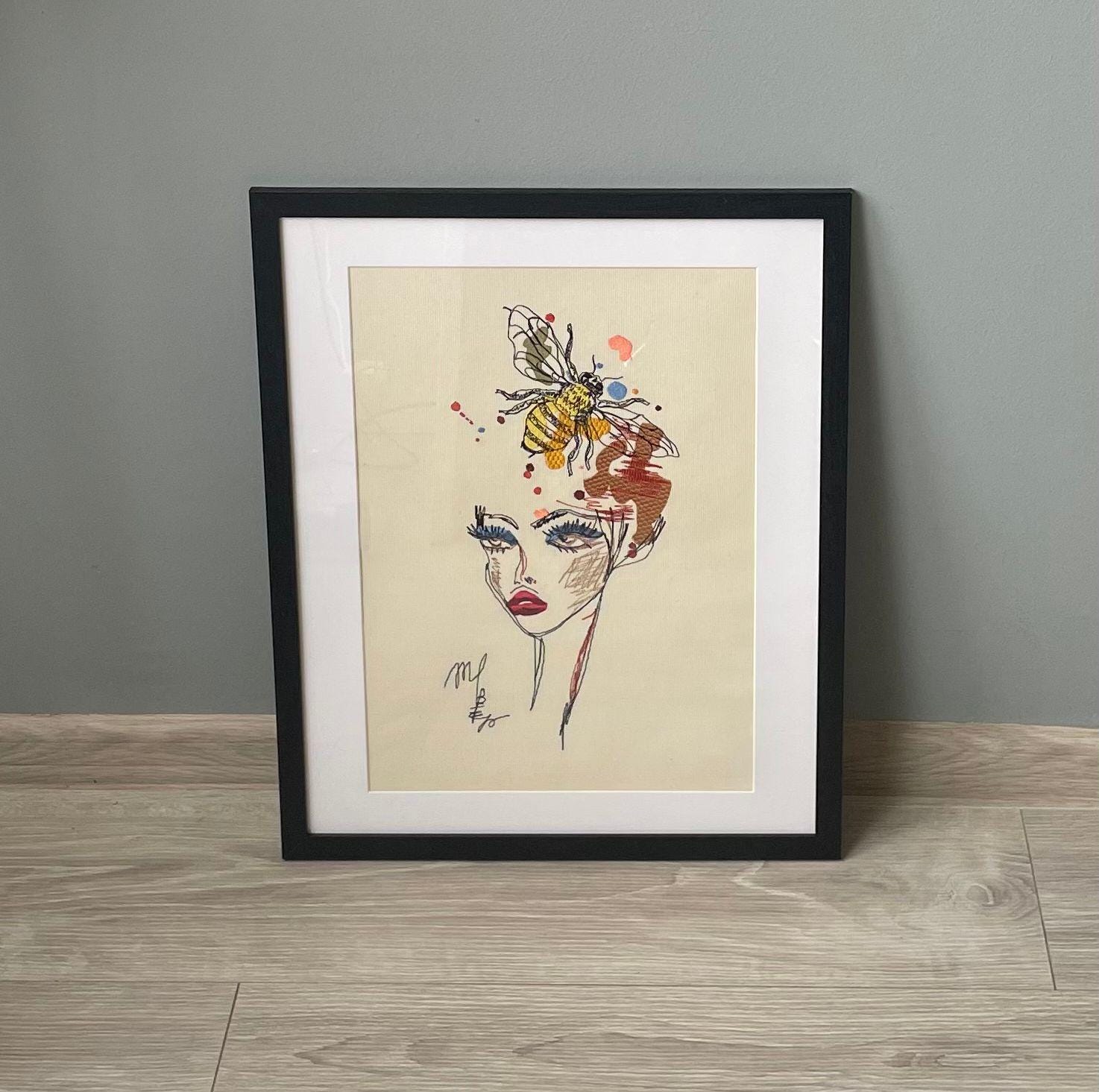 Embroidered Portrait with Bee