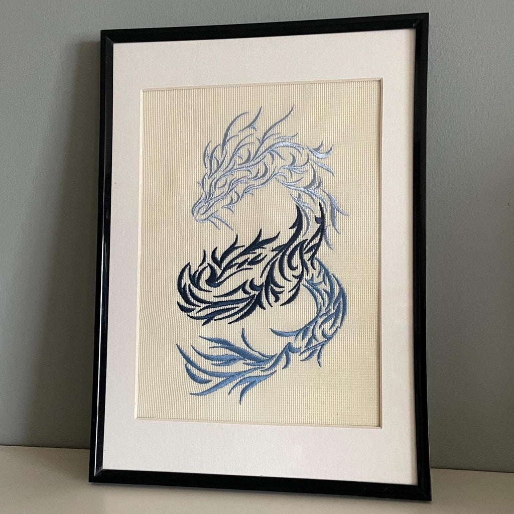 Blue Dragon Embroidery Art