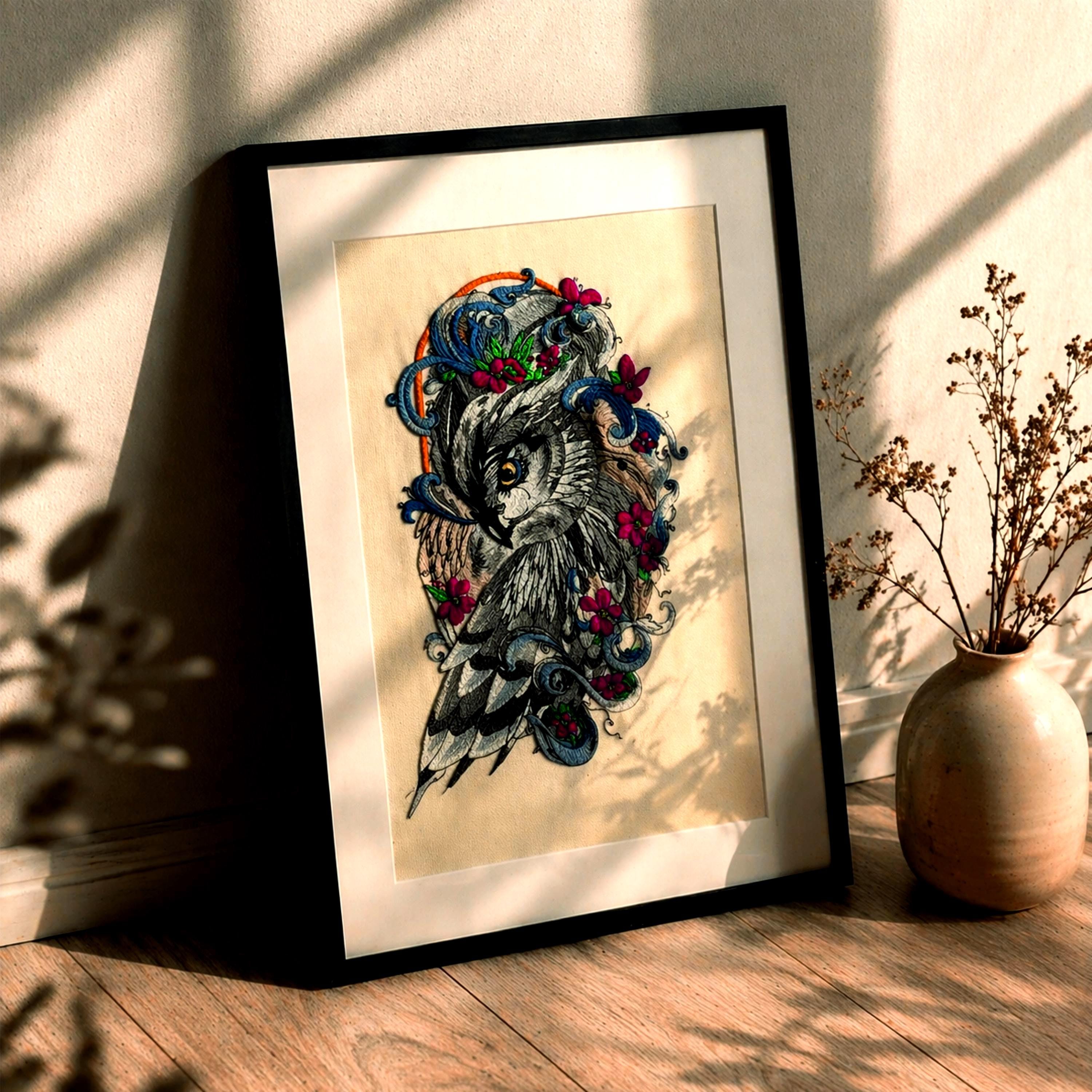 Embroidered Owl Artwork