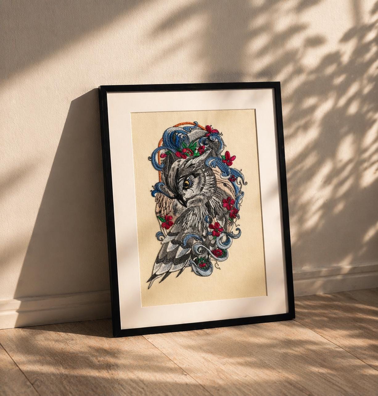 Embroidered Owl Artwork