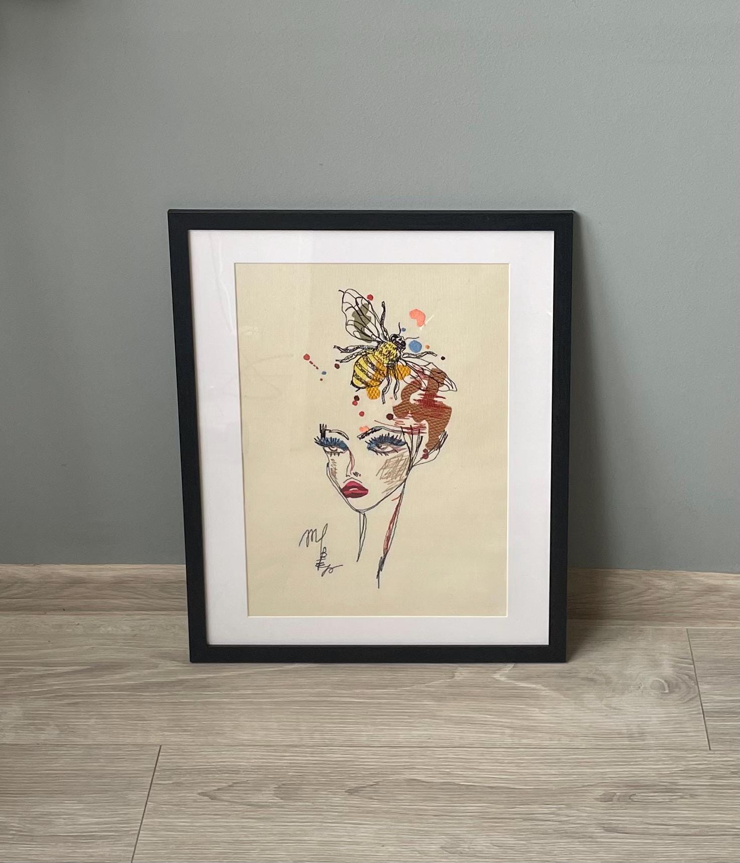 Embroidered Portrait with Bee