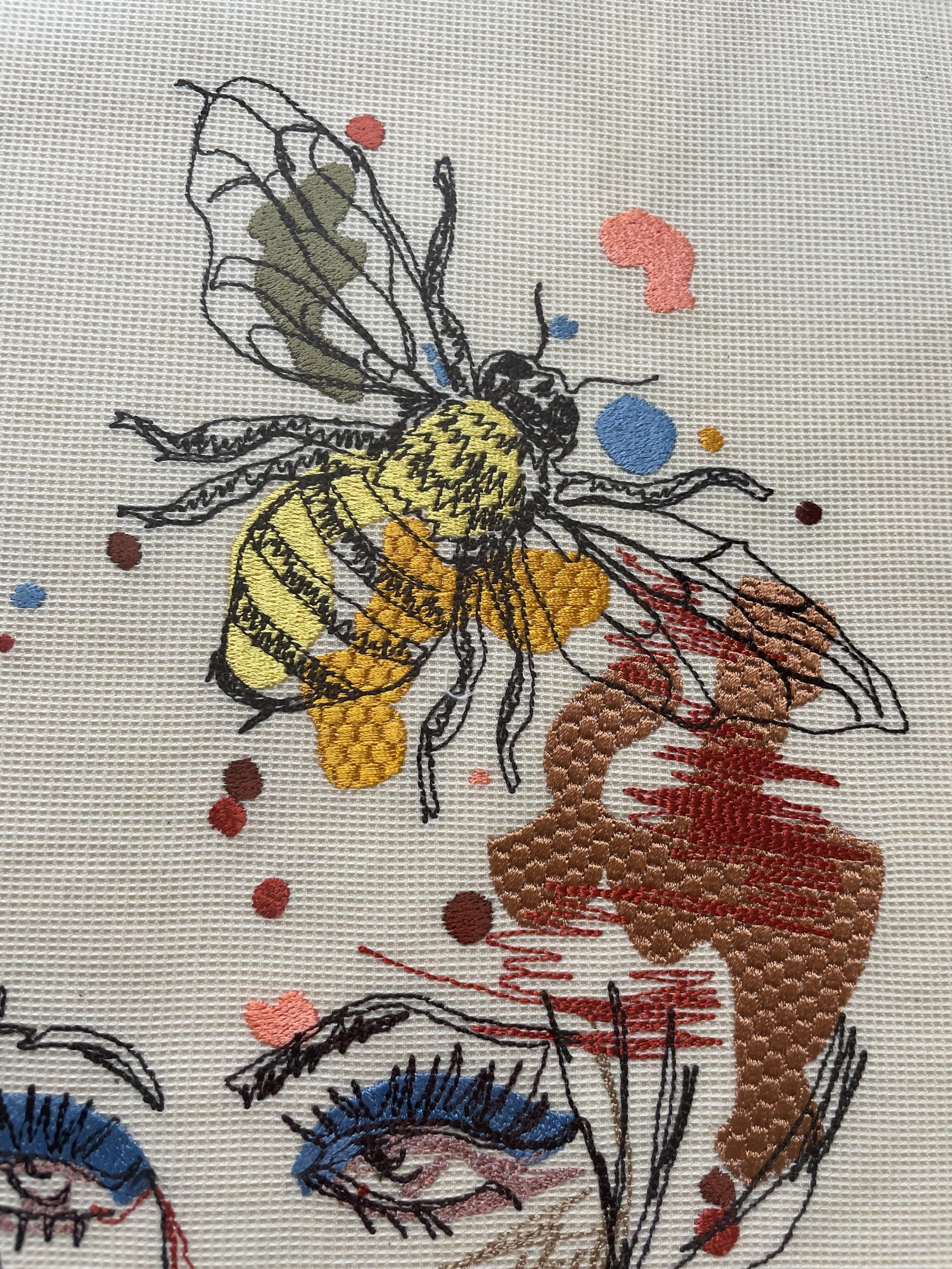 Embroidered Portrait with Bee