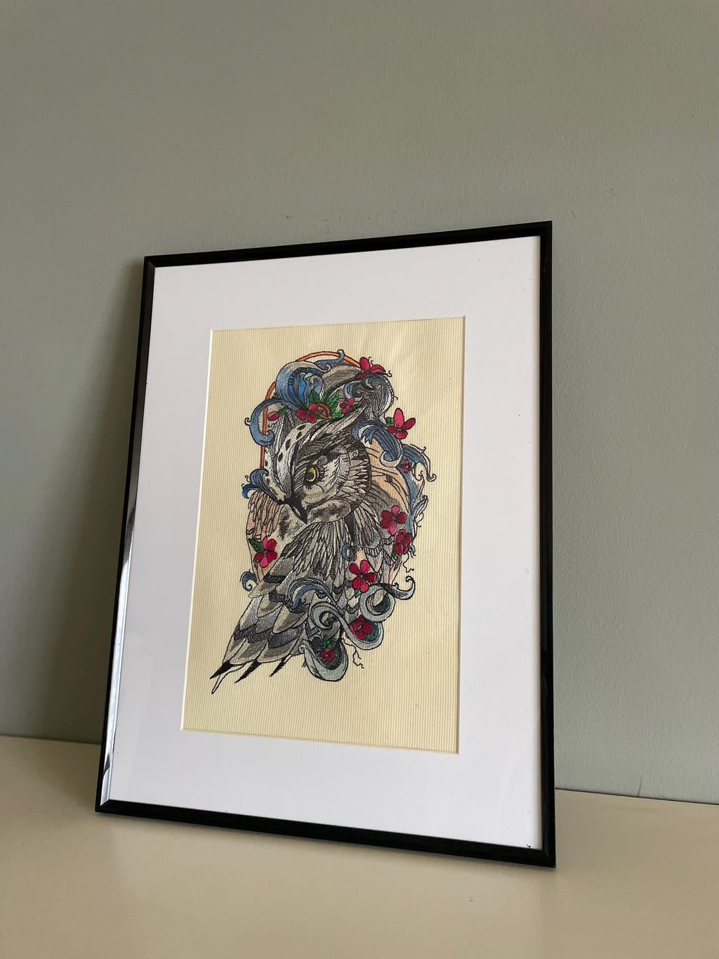 Embroidered Owl Artwork