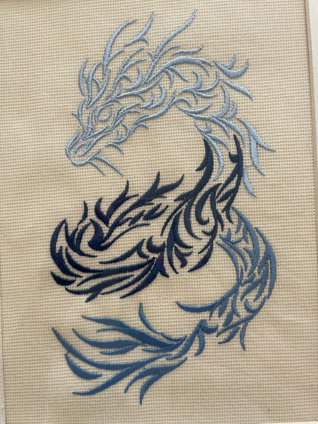 Blue Dragon Embroidery Art
