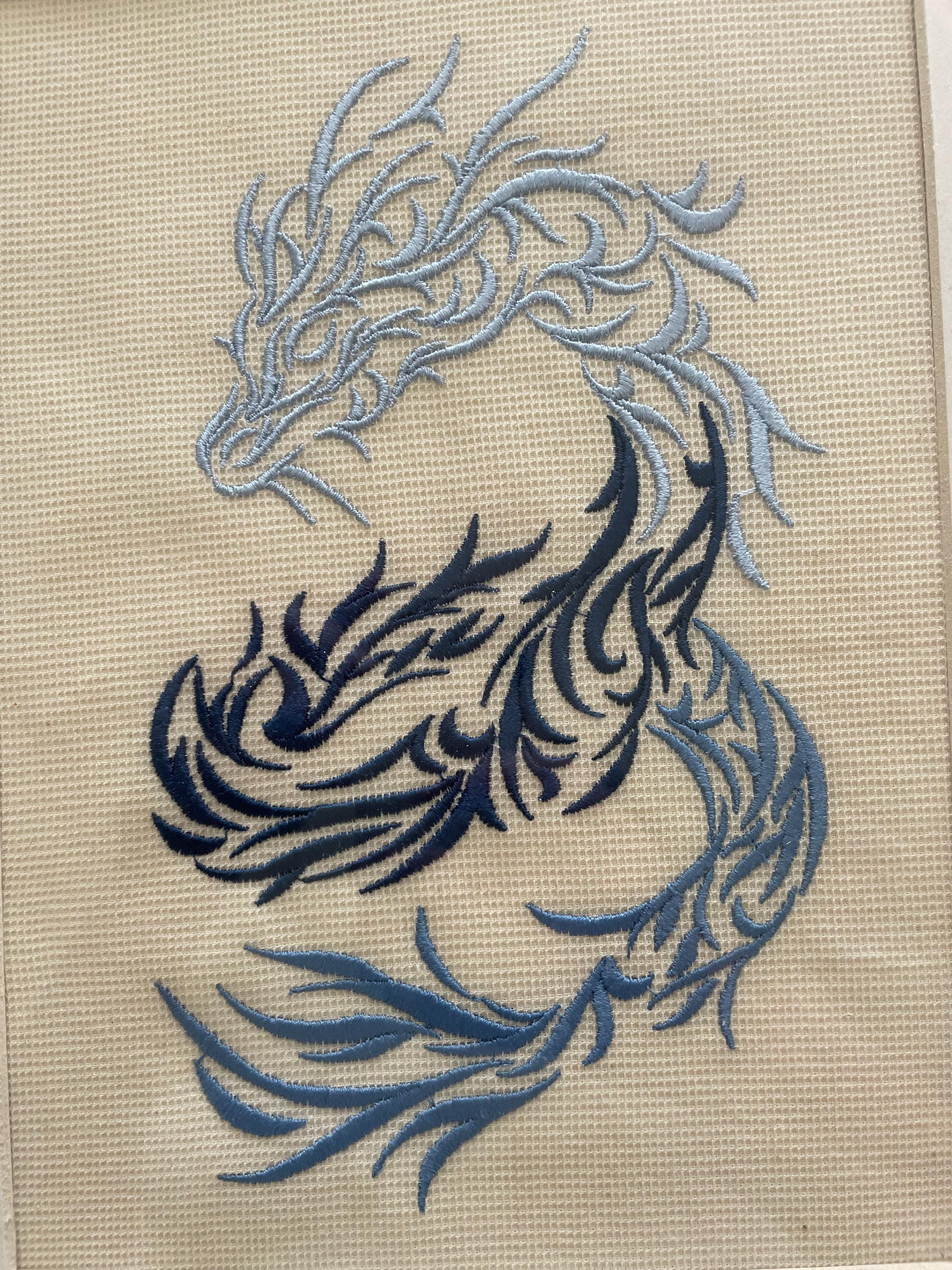 Blue Dragon Embroidery Art