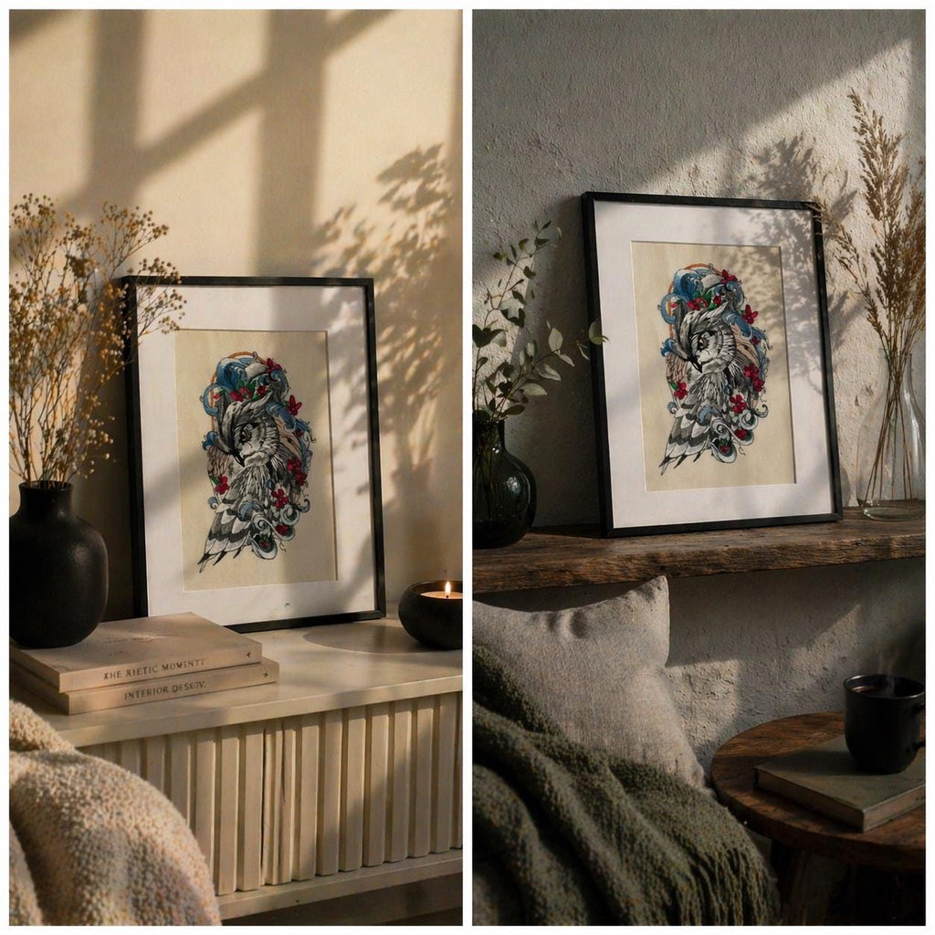 Embroidered Owl Artwork