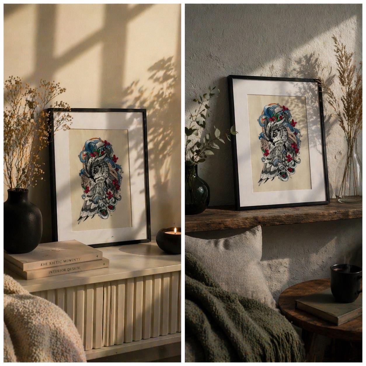 Embroidered Owl Artwork