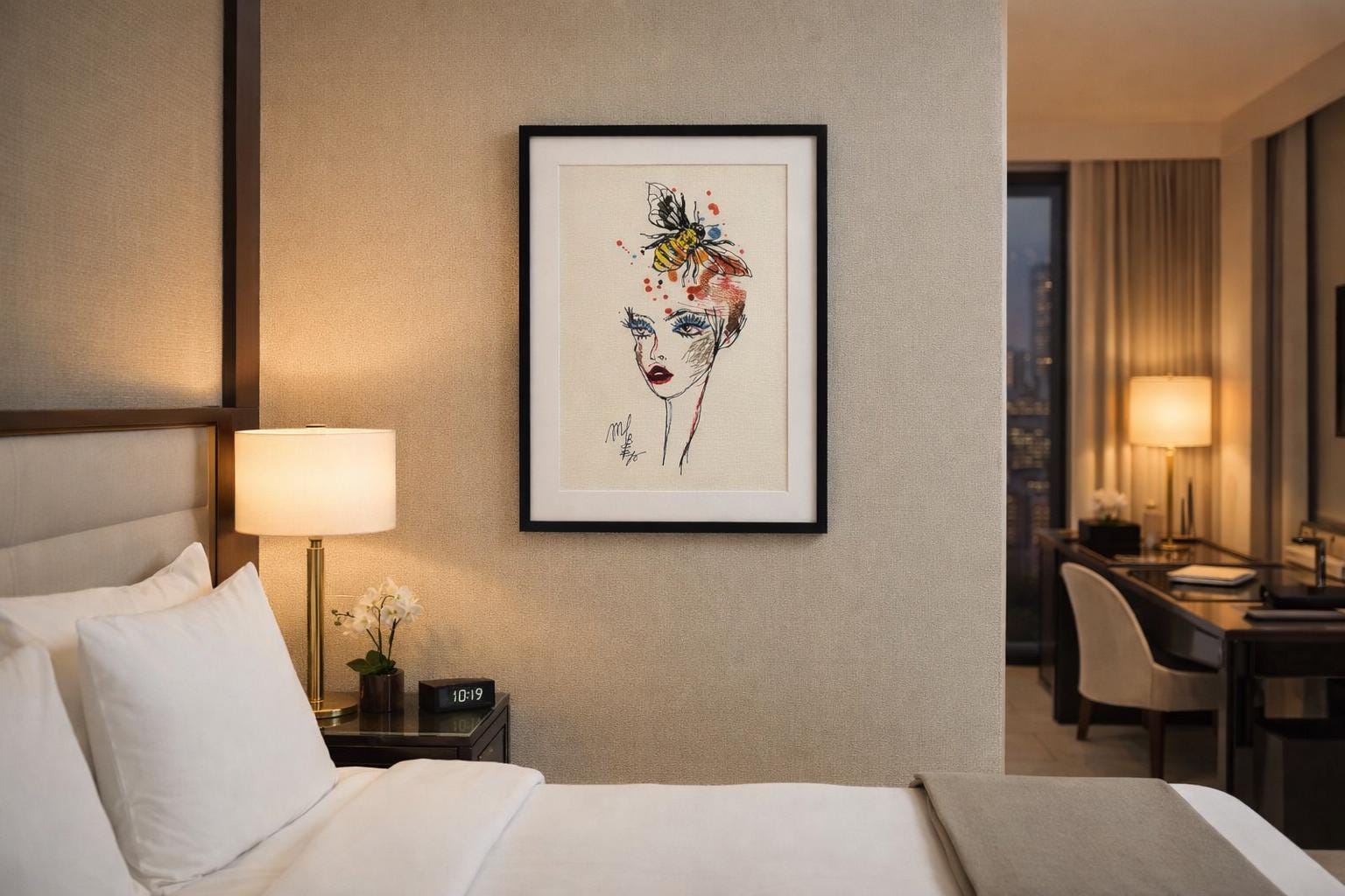 Embroidered Portrait with Bee
